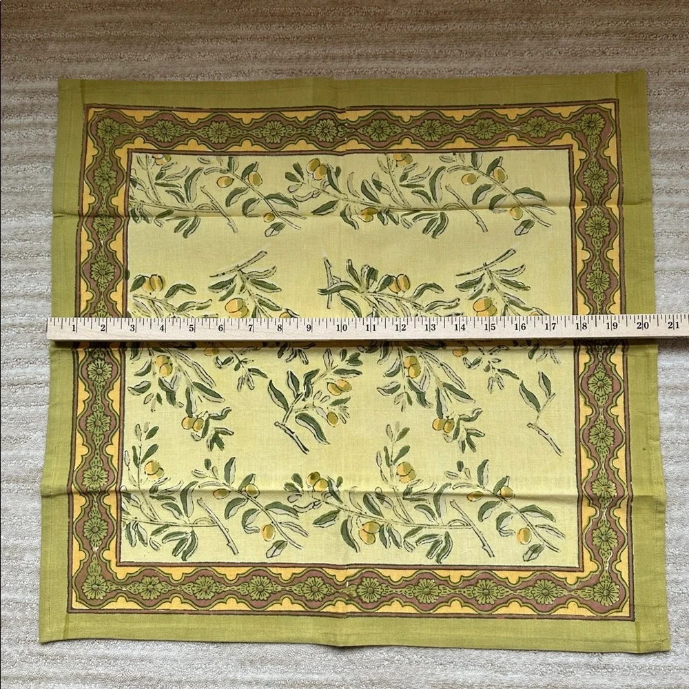 Set of 4 Couleur Nature Olive Tree Napkins Yellow/Green Designed by Bruno Lamy